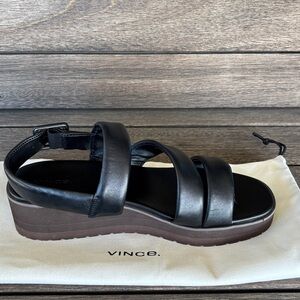 Vince Black Leather Platform Skylar Sandals 9.5 NIB